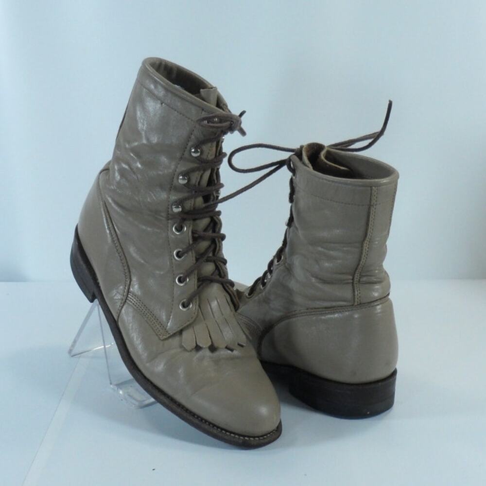 Women's Justin Style L0549 Lace Up Ankle Boots Western Leather USA Size 6.5 B